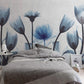 Fototapete mit blauen Blumen, stilvoll, modern, selbstklebend für Schlafzimmer und Wohnzimmer „Blütenblau“