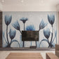 Fototapete mit blauen Blumen, stilvoll, modern, selbstklebend für Schlafzimmer und Wohnzimmer „Blütenblau“