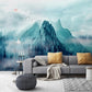 Panorama-Fototapete mit blauen Bergen, modern, stilvoll für Wohnzimmer und Schlafzimmer „Blaue Berge“
