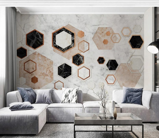 Fototapete mit geometrischen Formen, Wabenmuster, modern, selbstklebend für Büro und Wohnzimmer „Wabenstruktur“