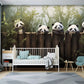AKinder-Fototapete mit Pandas, bunte Akzenttapete mit Tieren „Pandafreunde“