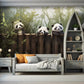 AKinder-Fototapete mit Pandas, bunte Akzenttapete mit Tieren „Pandafreunde“