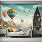 Bunte Fototapete mit Heißluftballons für Kinderzimmer, Schlafzimmer, Wohnzimmer "Himmelszauber"