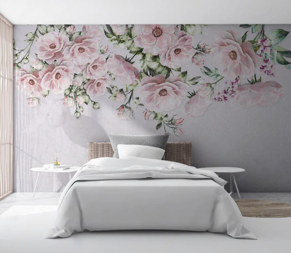 Fototapete mit blühenden Rosen, temporäre Fototapete mit Blumen „Rosenpracht“