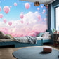 Fototapete in Rosatönen fürs Kinderzimmer, niedliche Fototapete mit Wolken und Luftballons „Himmelstraum“