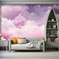 Zarte Fototapete in Rosatönen für ein Mädchenzimmer, umweltfreundliche Fototapete fürs Kinderzimmer „Wolken“
