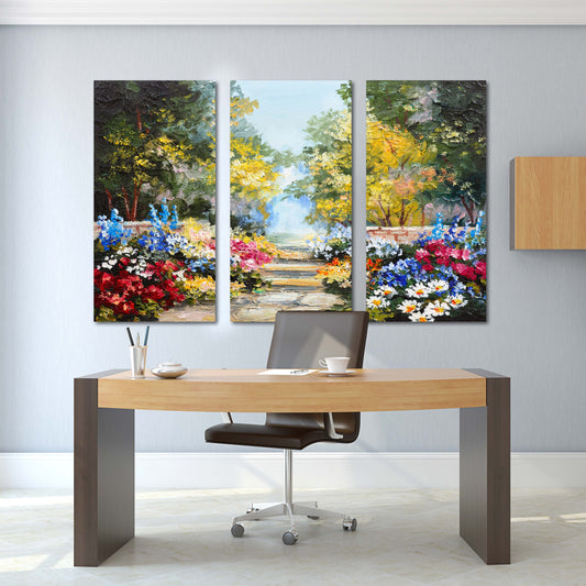 Blumen-Wanddekor-Gemälde auf Leinwand, Naturgemälde, Wohnwanddekor, Holzwandkunst, mehrteilige Wandkunst, Landschaftsmalerei-Drucke