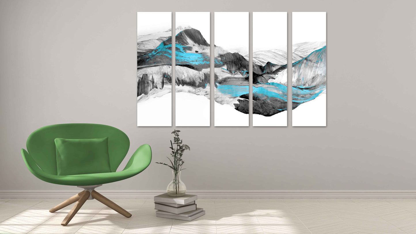 Leinwandgemälde, abstrakte Wandkunst, Bilderrahmen, extra große mehrteilige Wandkunst, abstrakter Druck, Wanddekoration, ruhige horizontale Kunst