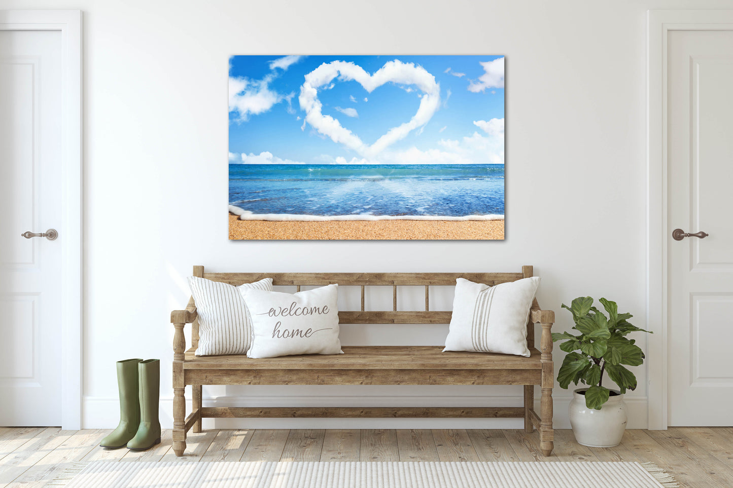 Herz-Wand-Dekor, Liebes-Wand-Kunst-Gemälde auf Leinwand, Valentinstag-Geschenk, Meereslandschaft-Gemälde, blaue Himmel-Wand-Kunst, Liebesbild