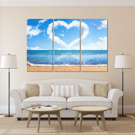 Herz-Wand-Dekor, Liebes-Wand-Kunst-Gemälde auf Leinwand, Valentinstag-Geschenk, Meereslandschaft-Gemälde, blaue Himmel-Wand-Kunst, Liebesbild