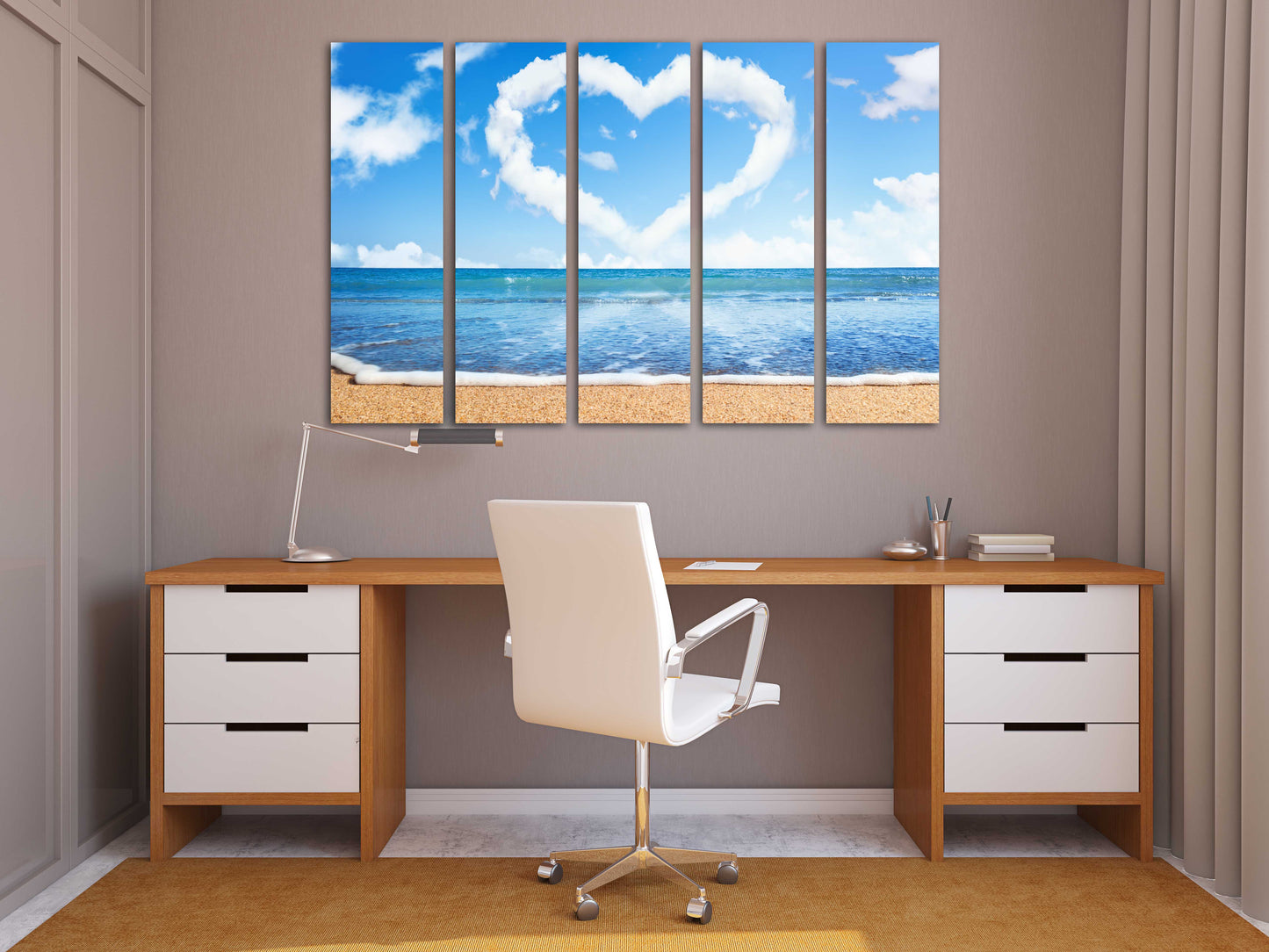 Herz-Wand-Dekor, Liebes-Wand-Kunst-Gemälde auf Leinwand, Valentinstag-Geschenk, Meereslandschaft-Gemälde, blaue Himmel-Wand-Kunst, Liebesbild