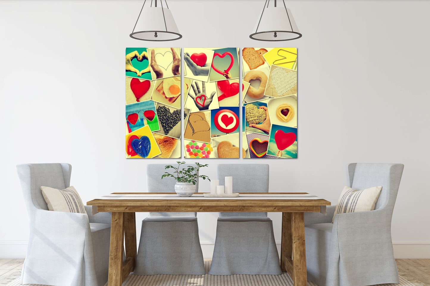 Rotes Herz Wandkunst, Liebesgemälde auf Leinwand, Valentinstagsgeschenk, Liebesbild, Collage Kit Wanddekoration, Herz Wanddekoration