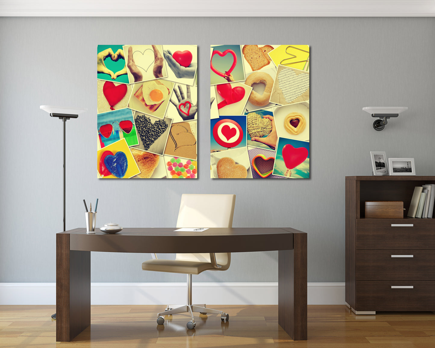 Rotes Herz Wandkunst, Liebesgemälde auf Leinwand, Valentinstagsgeschenk, Liebesbild, Collage Kit Wanddekoration, Herz Wanddekoration