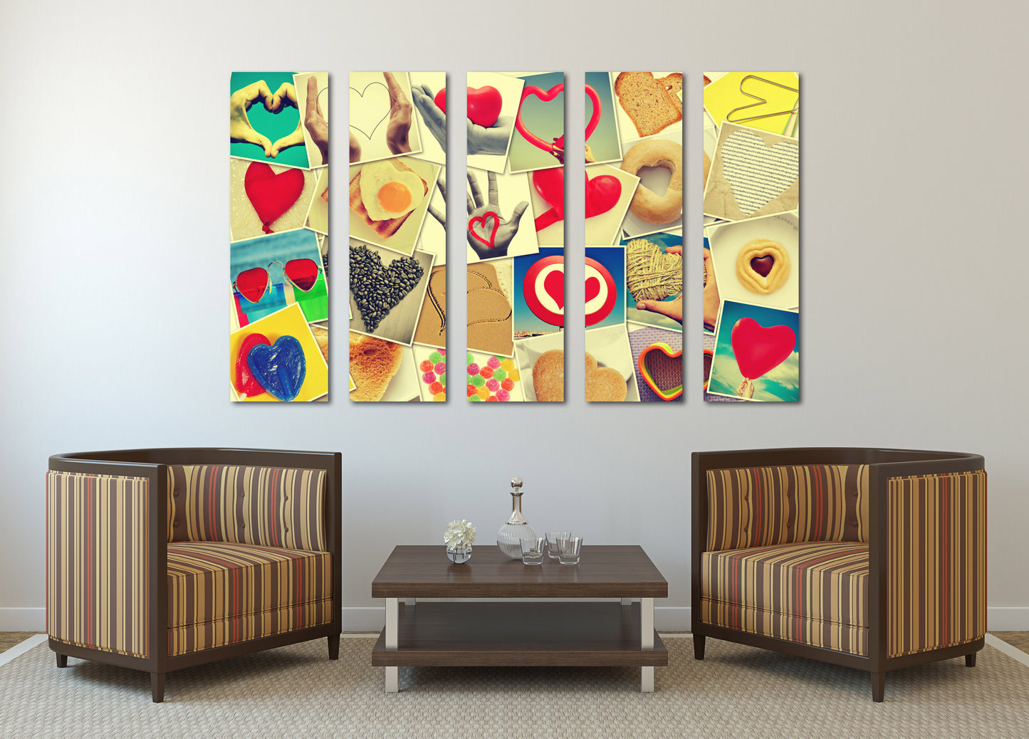 Rotes Herz Wandkunst, Liebesgemälde auf Leinwand, Valentinstagsgeschenk, Liebesbild, Collage Kit Wanddekoration, Herz Wanddekoration