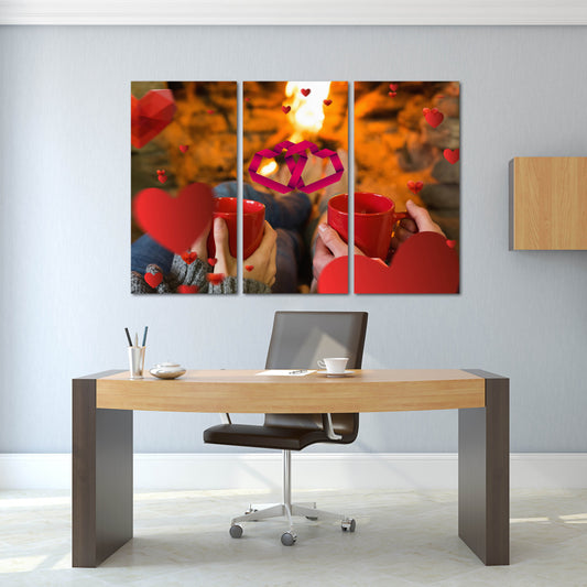 Valentinstagsgeschenk, rotes Herz Wandkunst, Liebesgemälde auf Leinwand, Liebesbild Herz Wanddekoration, Liebeszeichen für verliebte Paare über dem Bett