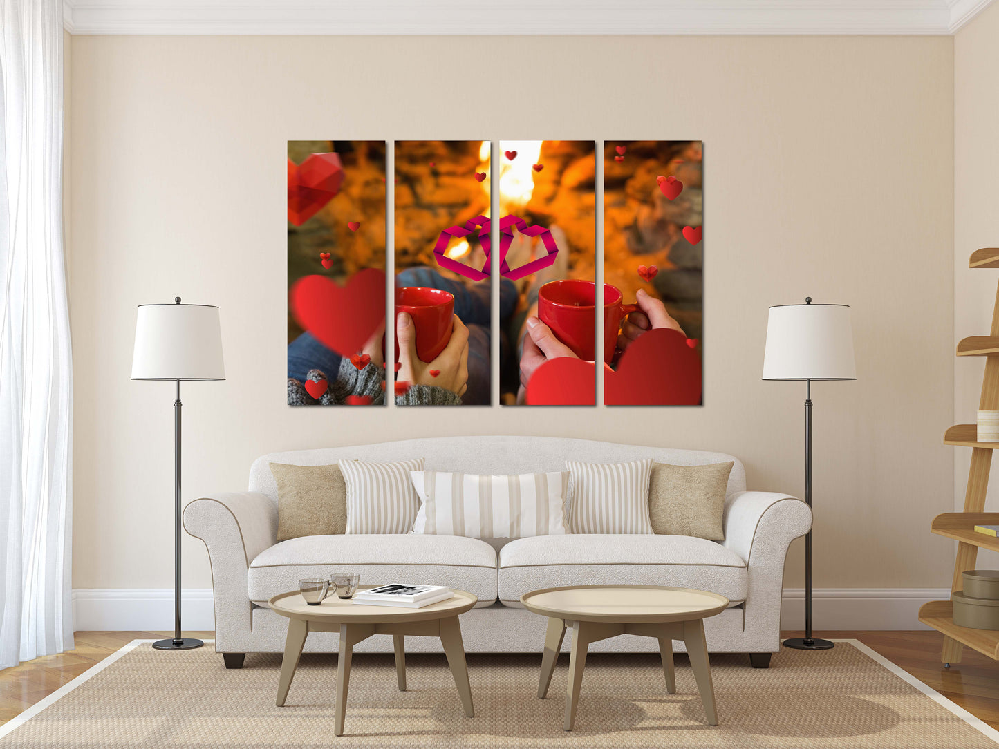 Valentinstagsgeschenk, rotes Herz Wandkunst, Liebesgemälde auf Leinwand, Liebesbild Herz Wanddekoration, Liebeszeichen für verliebte Paare über dem Bett