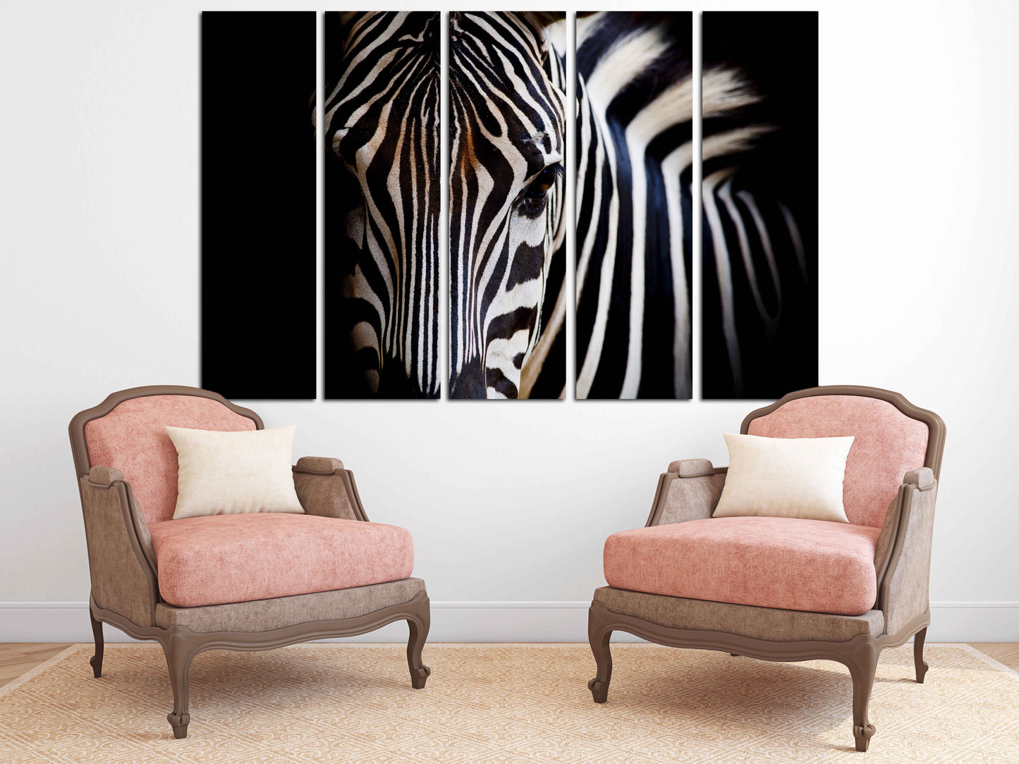 Zebra-Wandkunst, Schwarz-Weiß-Kunst, Wildtier-Wandkunst, Leinwandgemälde, zeitgenössische Kunst, Wohnzimmerkunst, extra große Wandkunst