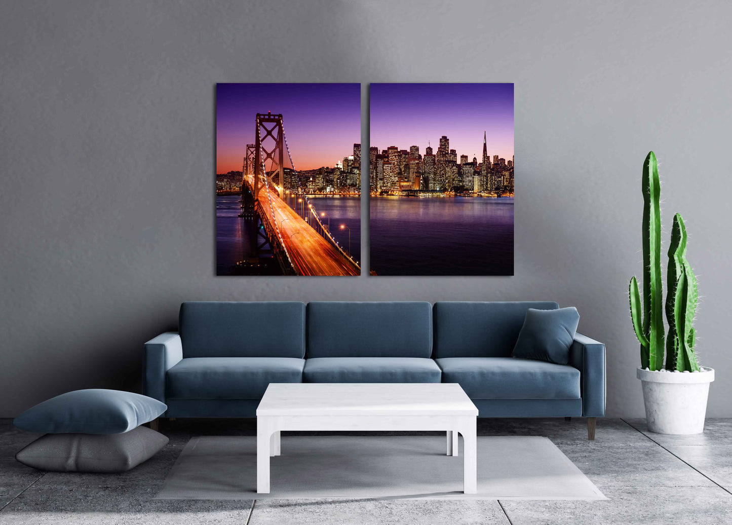 Kalifornien Poster Kalifornien Wandkunst Stadt Wandkunst Gemälde auf Leinwand, Wohnwanddekoration Oakland Bay Bridge San Francisco Wandkunst