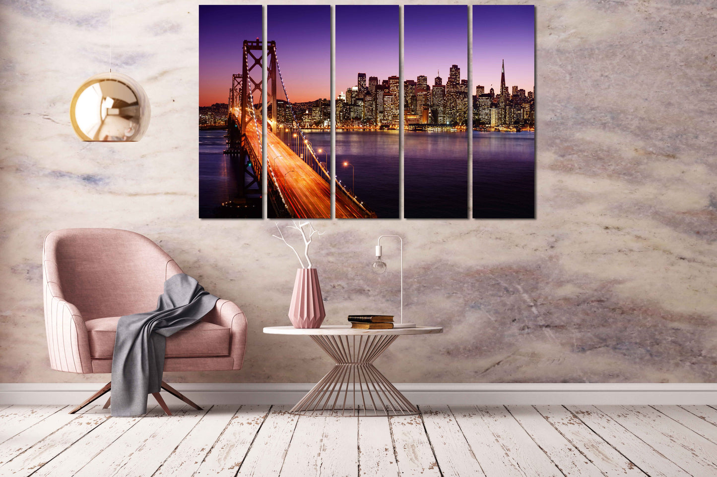 Kalifornien Poster Kalifornien Wandkunst Stadt Wandkunst Gemälde auf Leinwand, Wohnwanddekoration Oakland Bay Bridge San Francisco Wandkunst