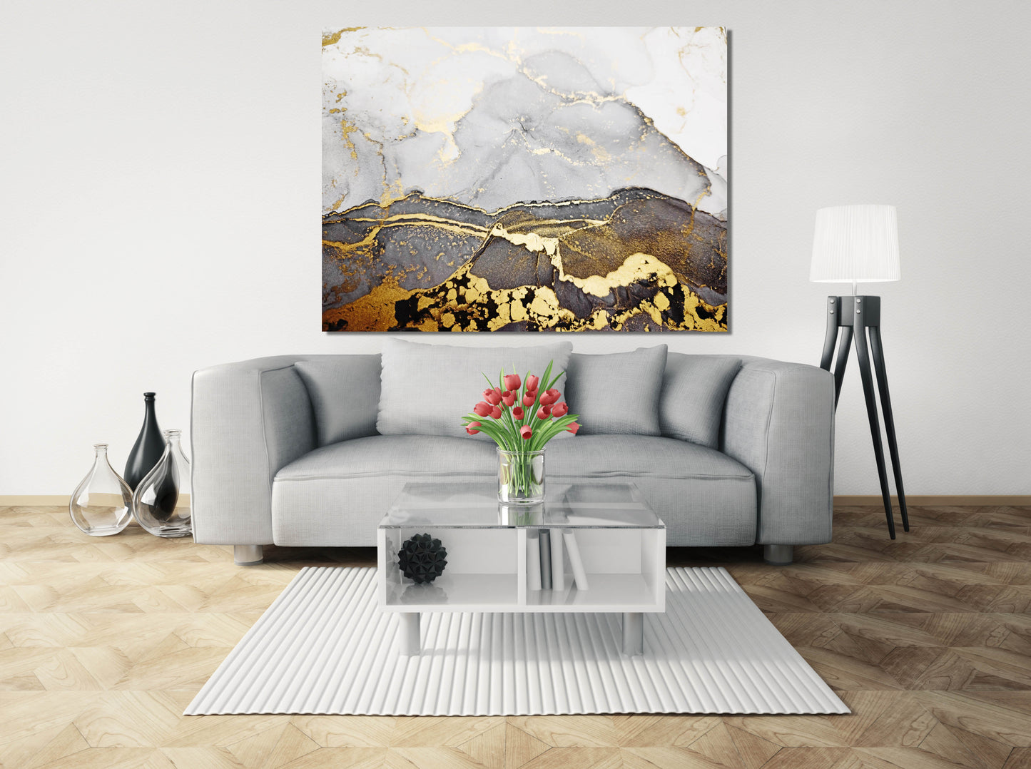 Gold- und schwarze Wandkunst Marmor Wanddekoration, Marmor Leinwand abstrakt, Abstrakte Wandkunst Gemälde auf Leinwand, ästhetische Raumdekoration Marmor Leinwand