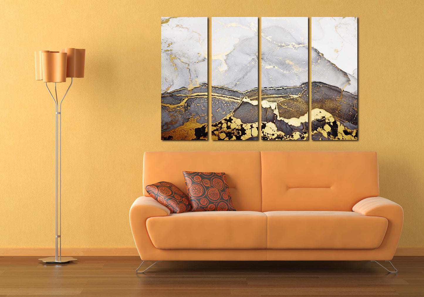 Gold- und schwarze Wandkunst Marmor Wanddekoration, Marmor Leinwand abstrakt, Abstrakte Wandkunst Gemälde auf Leinwand, ästhetische Raumdekoration Marmor Leinwand