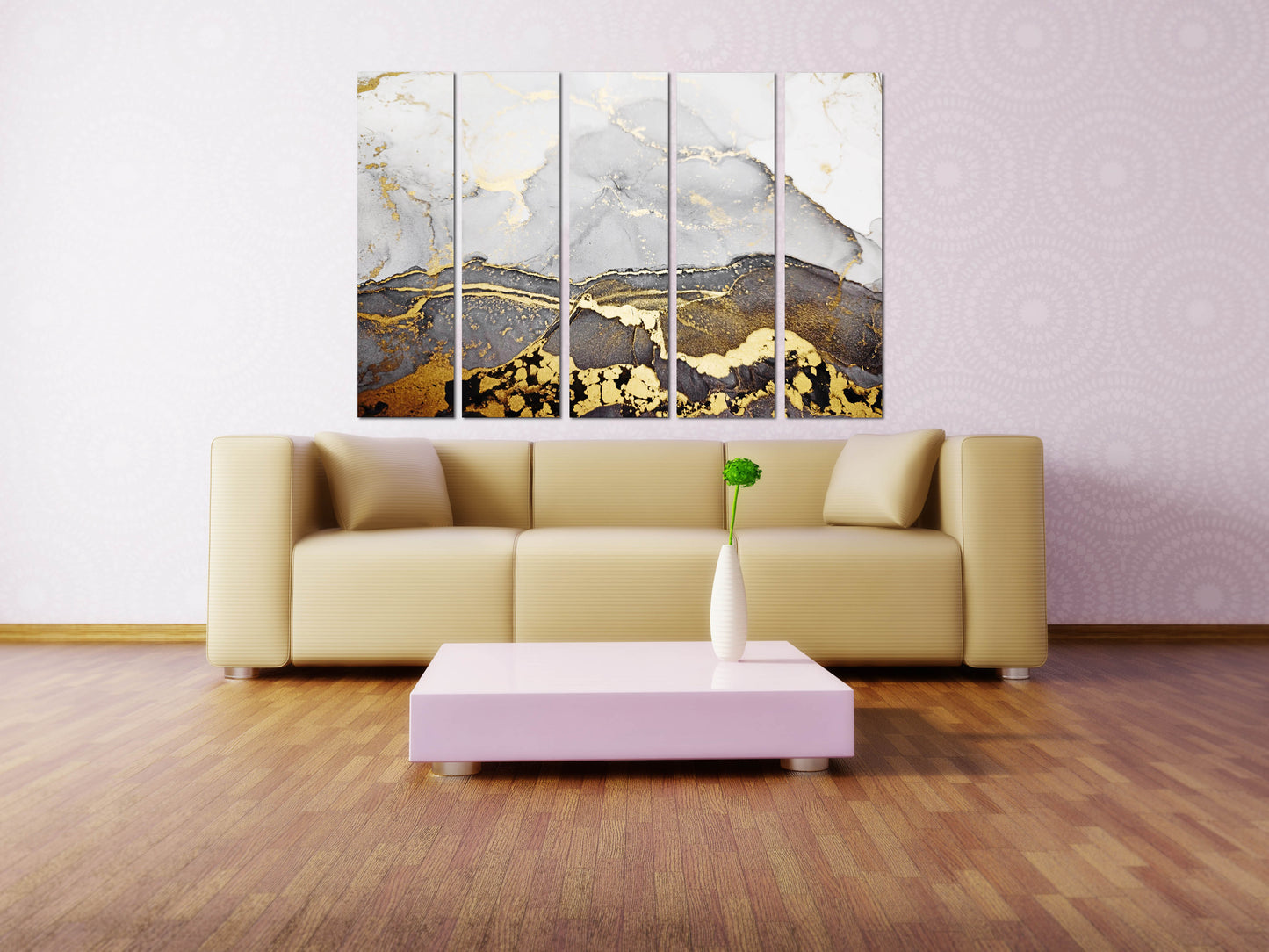 Gold- und schwarze Wandkunst Marmor Wanddekoration, Marmor Leinwand abstrakt, Abstrakte Wandkunst Gemälde auf Leinwand, ästhetische Raumdekoration Marmor Leinwand