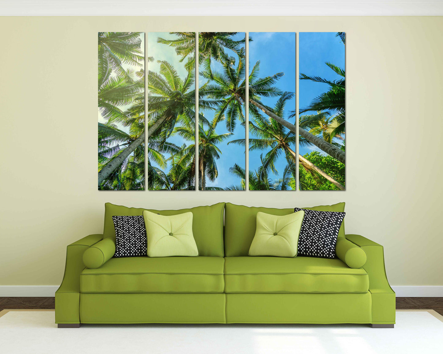 Palmen Wandkunst, Baumspitze Wandkunst, Baumzweig Druck, Home Wanddekoration, Leinwandgemälde, Mehrteilige Wandkunst, Palmblatt Wandkunst
