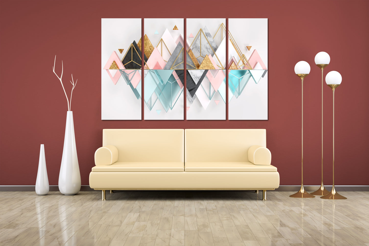 Geometrische Wandkunst Abstrakte Wandkunst Gemälde auf Leinwand Home Wanddekoration Leinwandgemälde Große Wandkunst Multi Panel Wandkunst