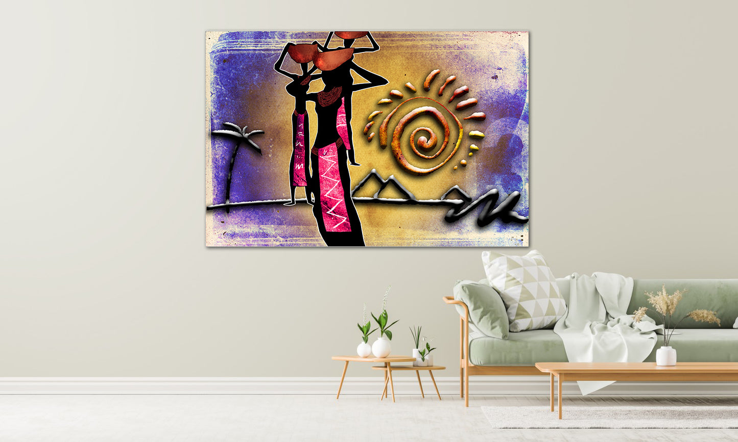 Afrikanische ethnische Retro-Illustration Abstrakte afrikanische Wandkunst Masai Leinwanddruck afrikanische Leinwand Kunst Malerei Masai Malerei Skurrile Kunst