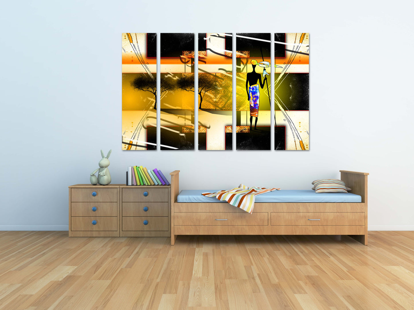 Afrikanische ethnische Retro-Illustration Abstrakte afrikanische Wandkunst Masai Leinwanddruck afrikanische Leinwand Kunst Malerei Masai Malerei Skurrile Kunst