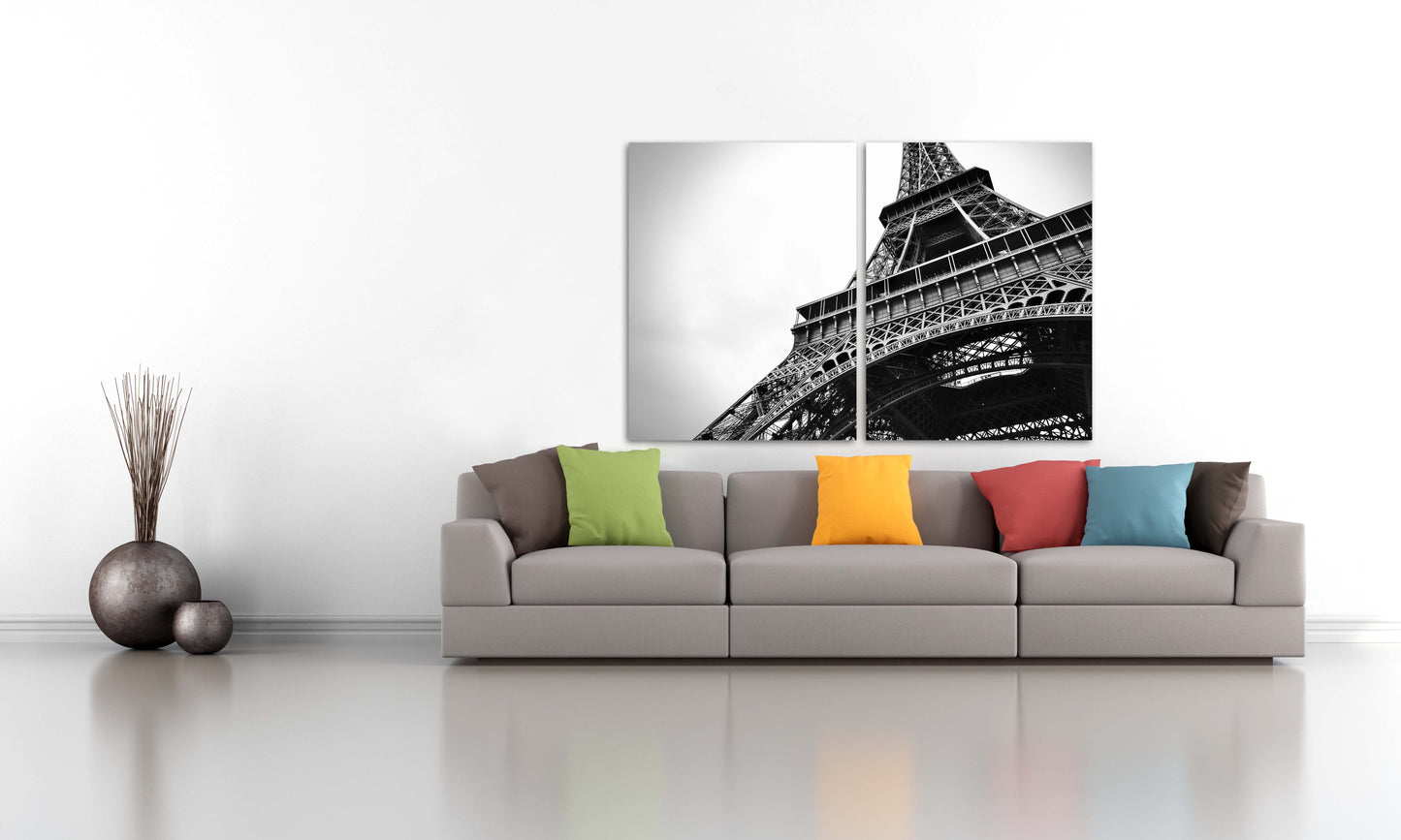 Paris Wandkunst Eiffelturm Wandaufkleber große Leinwandkunst Schwarz-Weiß-Kunst extra große Wandkunst Leinwand Wandkunst Multi-Panel-Wandkunst