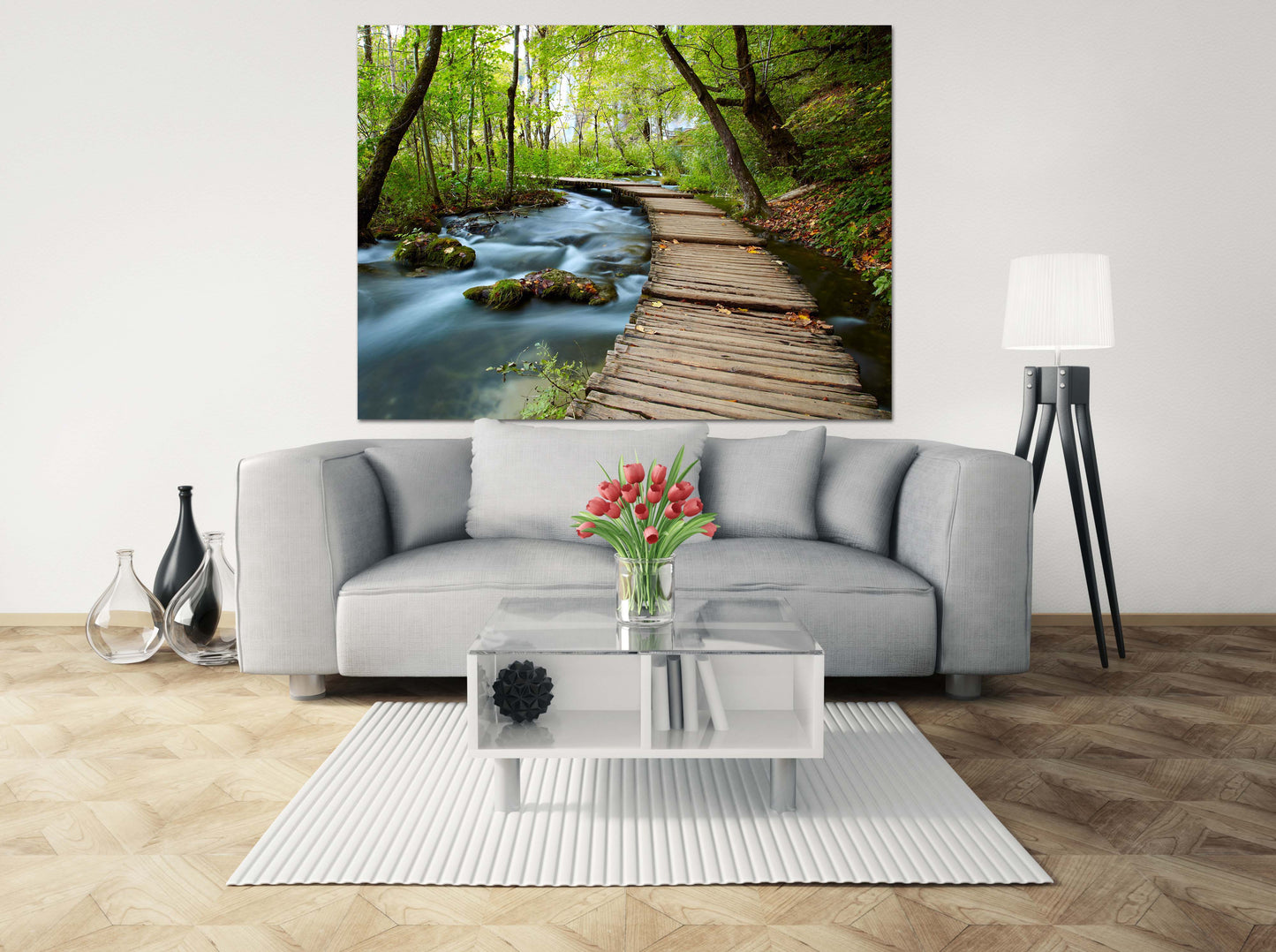 Druck Wandkunst Naturgemälde Wald Wandkunst Gemälde auf Leinwand Wohnwand Dekor Holz Wandkunst extra große Wandkunst rosa