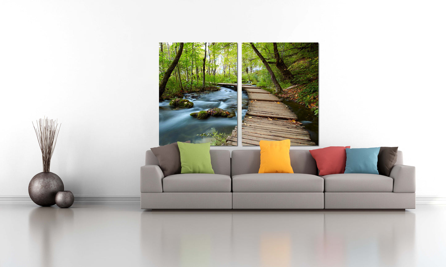 Druck Wandkunst Naturgemälde Wald Wandkunst Gemälde auf Leinwand Wohnwand Dekor Holz Wandkunst extra große Wandkunst rosa