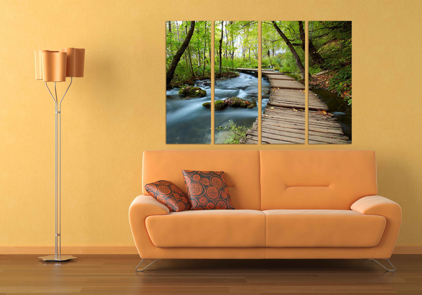 Druck Wandkunst Naturgemälde Wald Wandkunst Gemälde auf Leinwand Wohnwand Dekor Holz Wandkunst extra große Wandkunst rosa