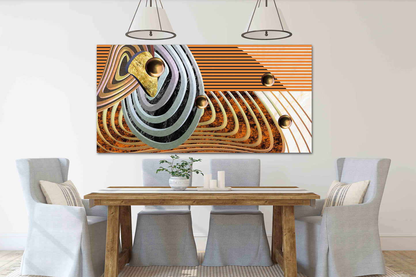 Geometrische extra große Wandkunst Abstraktes gerahmtes Leinwandgemälde Trendy Raumdekor Moderner abstrakter Wandkunstdruck Mehrteilige Leinwand