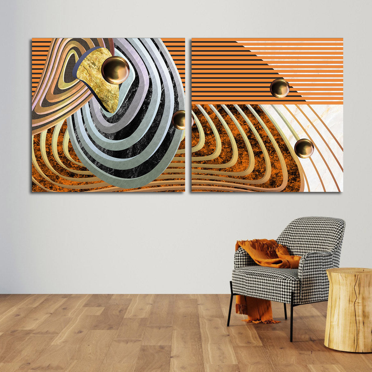 Geometrische extra große Wandkunst Abstraktes gerahmtes Leinwandgemälde Trendy Raumdekor Moderner abstrakter Wandkunstdruck Mehrteilige Leinwand