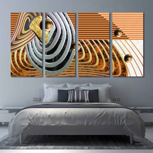 Geometrische extra große Wandkunst Abstraktes gerahmtes Leinwandgemälde Trendy Raumdekor Moderner abstrakter Wandkunstdruck Mehrteilige Leinwand