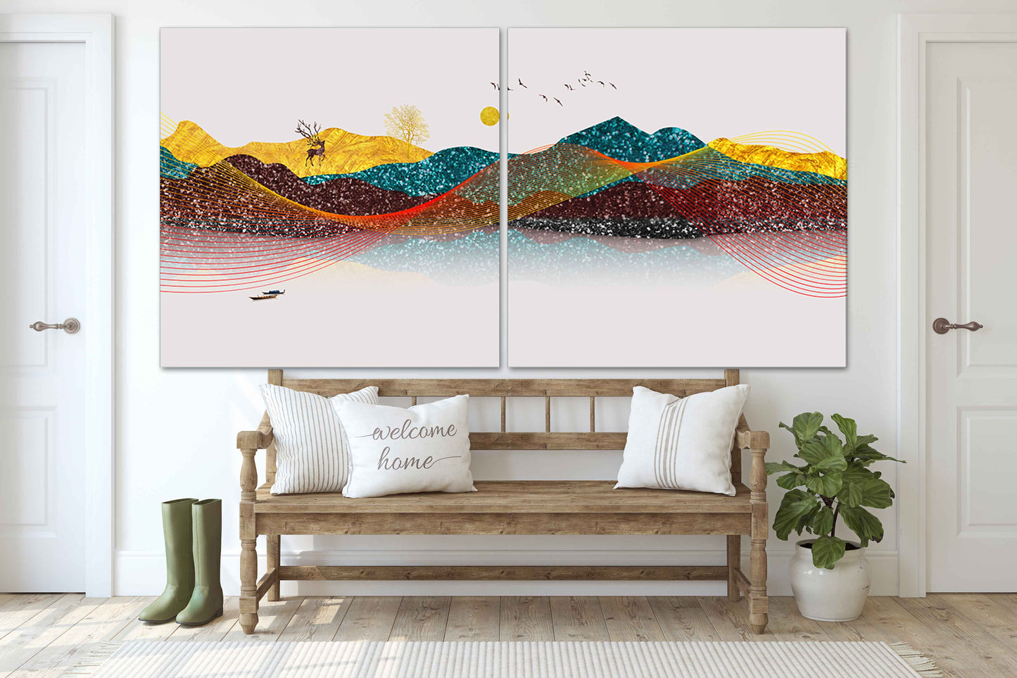 Berg-Linienkunst-Wanddruck, moderne abstrakte Kunst, abstrakter Kunstdruck, mehrteilige Leinwand, Raumwanddekoration, abstrakte Wandkunst, abstrakte Malerei