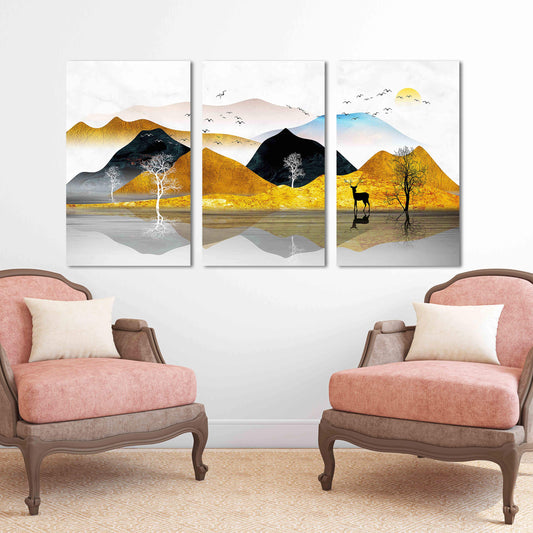 Felsen und Berge Gerahmte Wandkunst Berge Modernes abstraktes Leinwandgemälde Wanddekoration Outdoor Berge Wandkunst