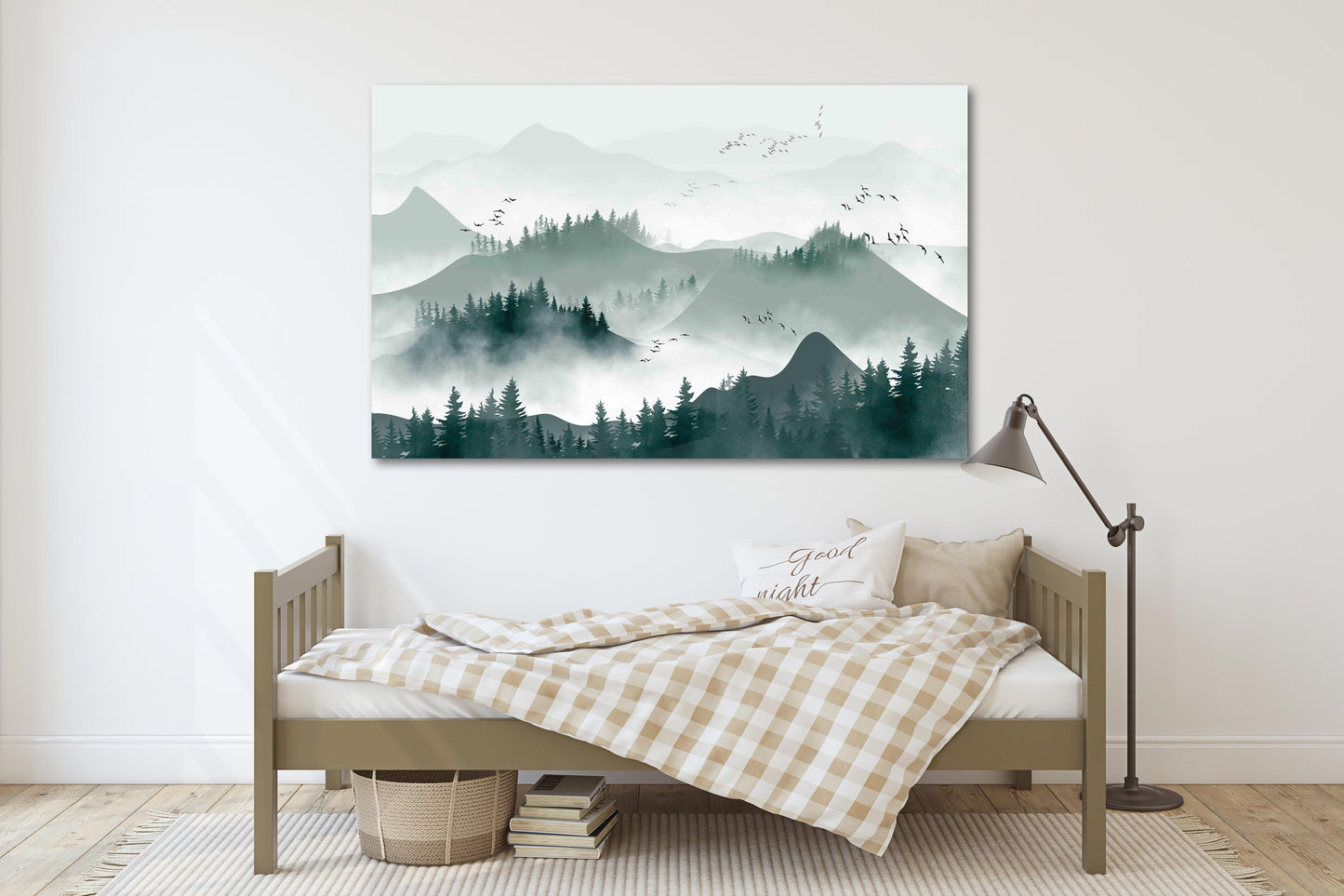 Rauchige Berge Wandkunst Leinwandbild Wanddekoration gerahmt Wandkunst Berge Outdoor Berge Wandkunst