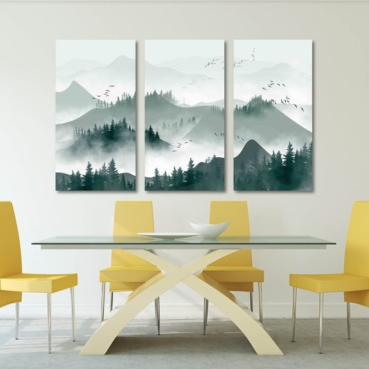 Rauchige Berge Wandkunst Leinwandbild Wanddekoration gerahmt Wandkunst Berge Outdoor Berge Wandkunst