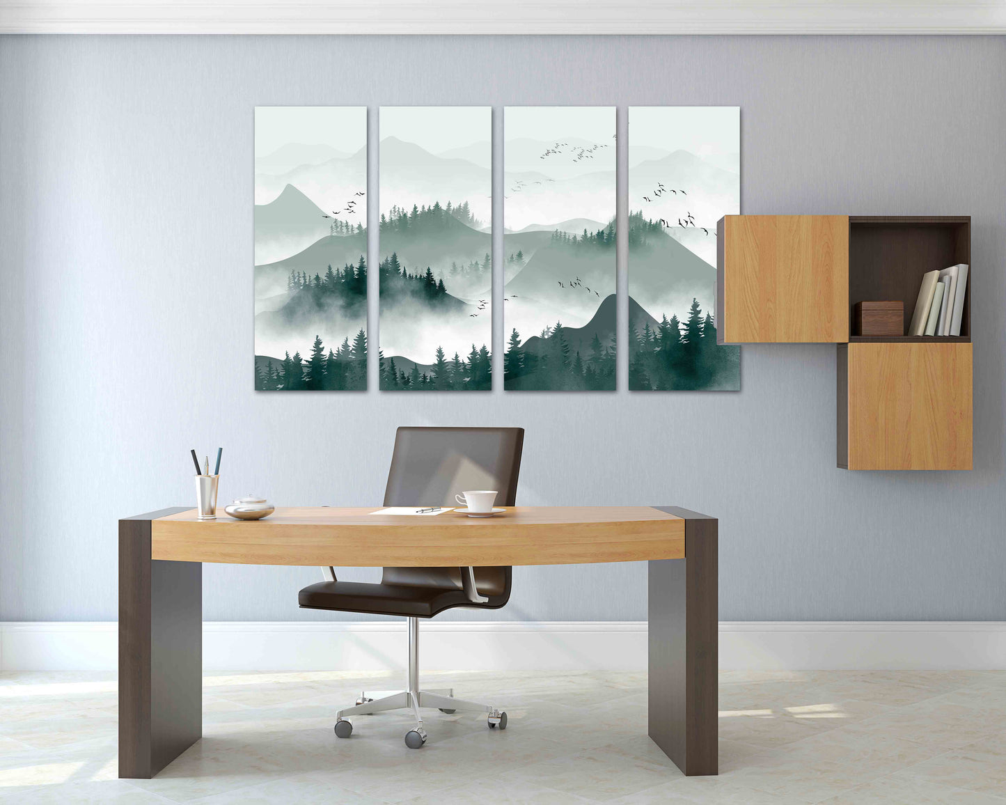 Rauchige Berge Wandkunst Leinwandbild Wanddekoration gerahmt Wandkunst Berge Outdoor Berge Wandkunst