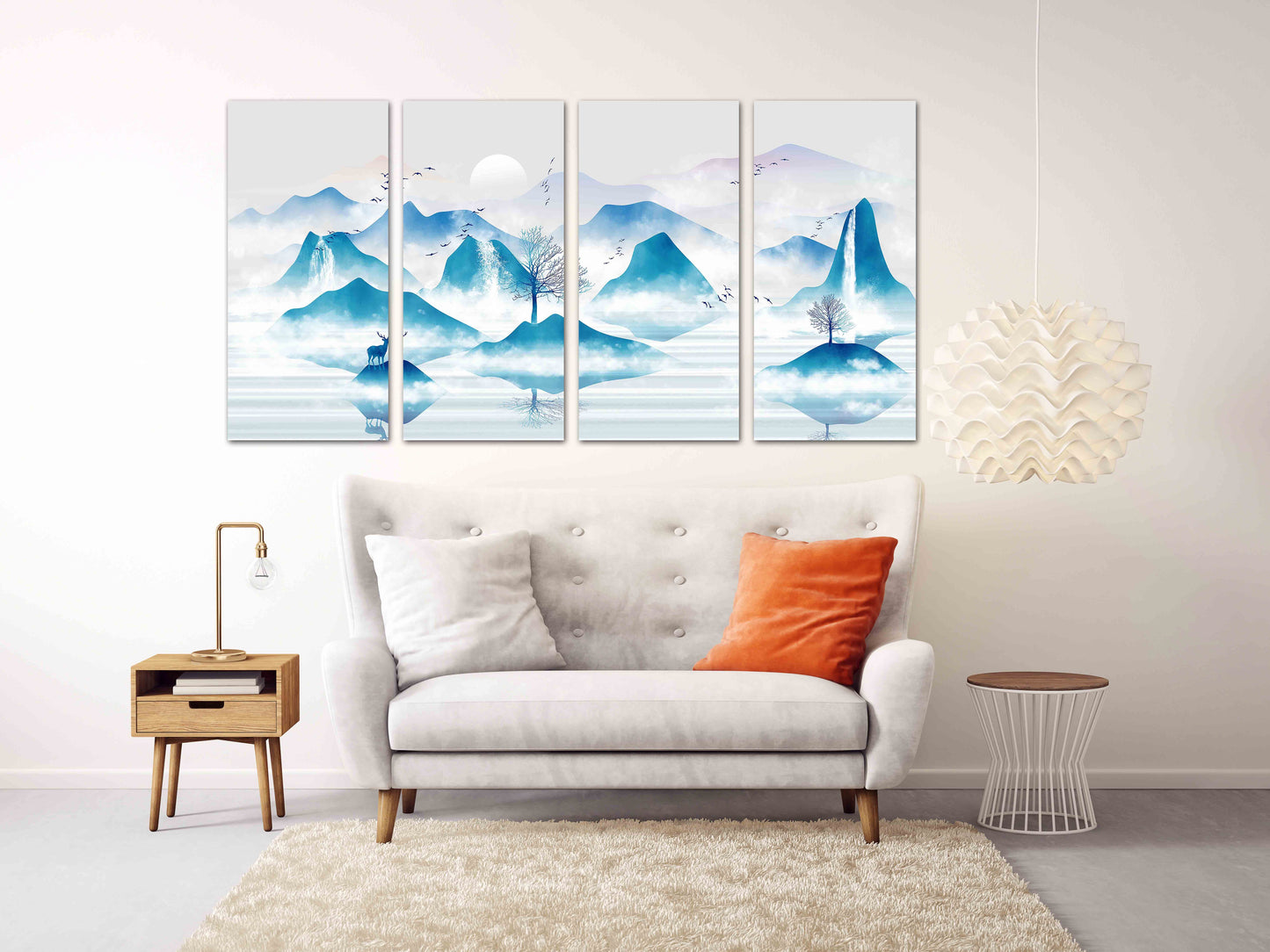 Rauchige Berge Wandkunst Blue Ridge Mountains Wandkunst Wanddekoration Outdoor Berge Wandkunst Hirsch druckbares Leinwandgemälde