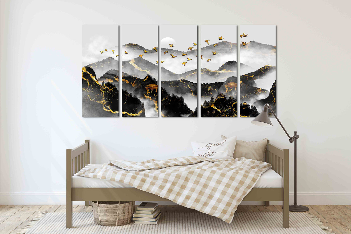 Rauchige Berge Wandkunst 3-teiliges Leinwandbild Felsen und Berge Home Wanddekoration Outdoor Berge Wandkunst Leinwandgemälde