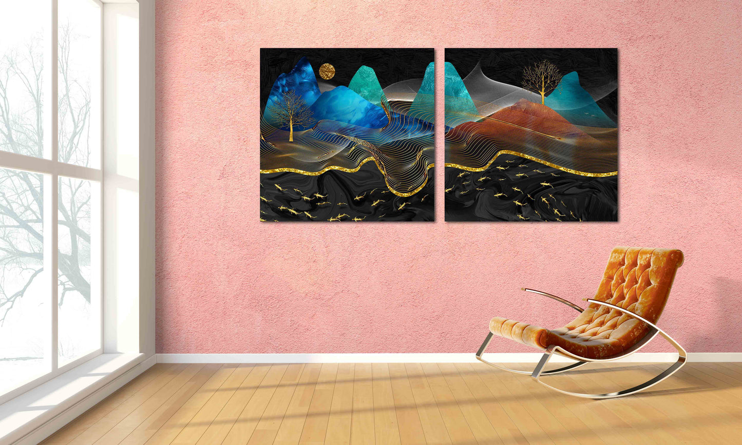 Felsen und Berge Rauchige Berge Wandkunst 3-teilige Leinwand Home Wanddekoration Outdoor Berge Wandkunst Leinwandgemälde