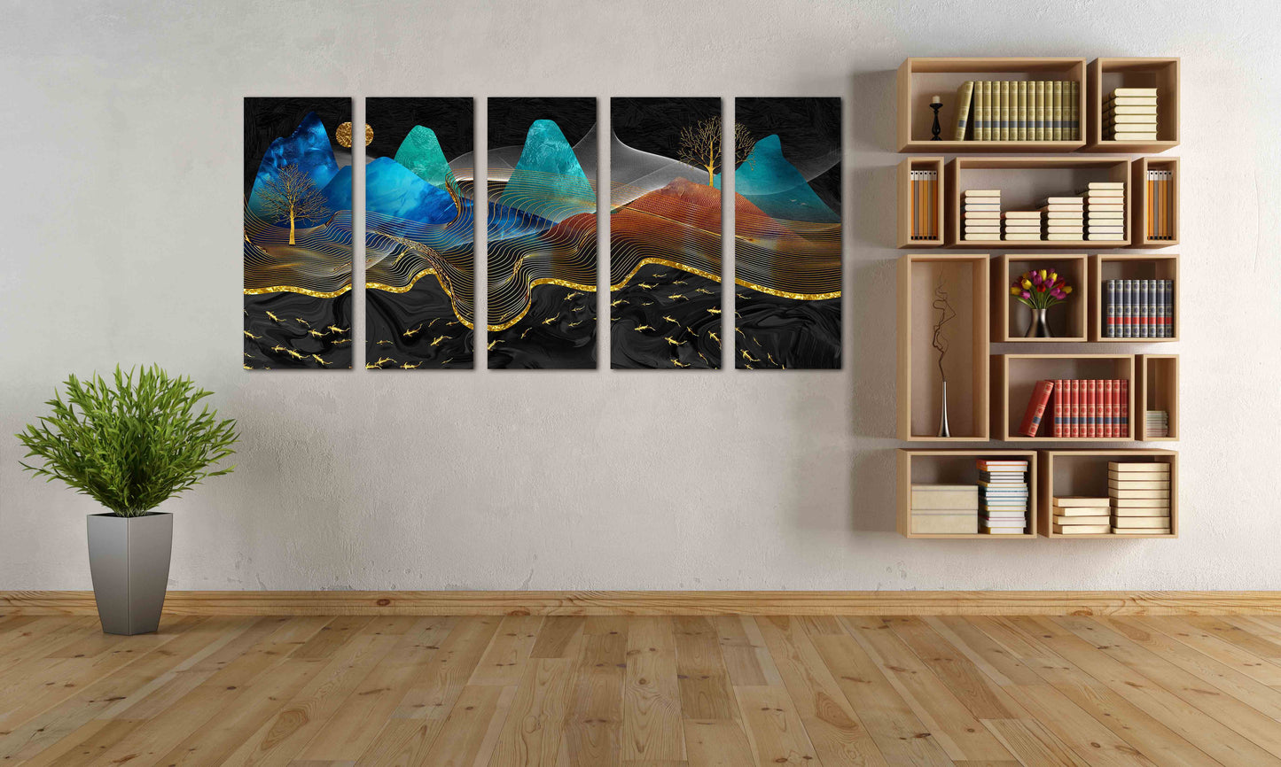 Felsen und Berge Rauchige Berge Wandkunst 3-teilige Leinwand Home Wanddekoration Outdoor Berge Wandkunst Leinwandgemälde