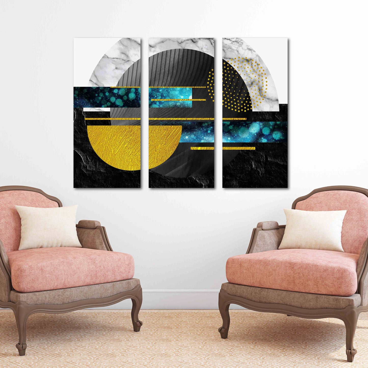 Geometrische Muster Moderne abstrakte Kunst Wandcollage-Set Mehrteilige Leinwand Wandkunst Leinwandgemälde Abstrakte Wandkunst Wohnwanddekor