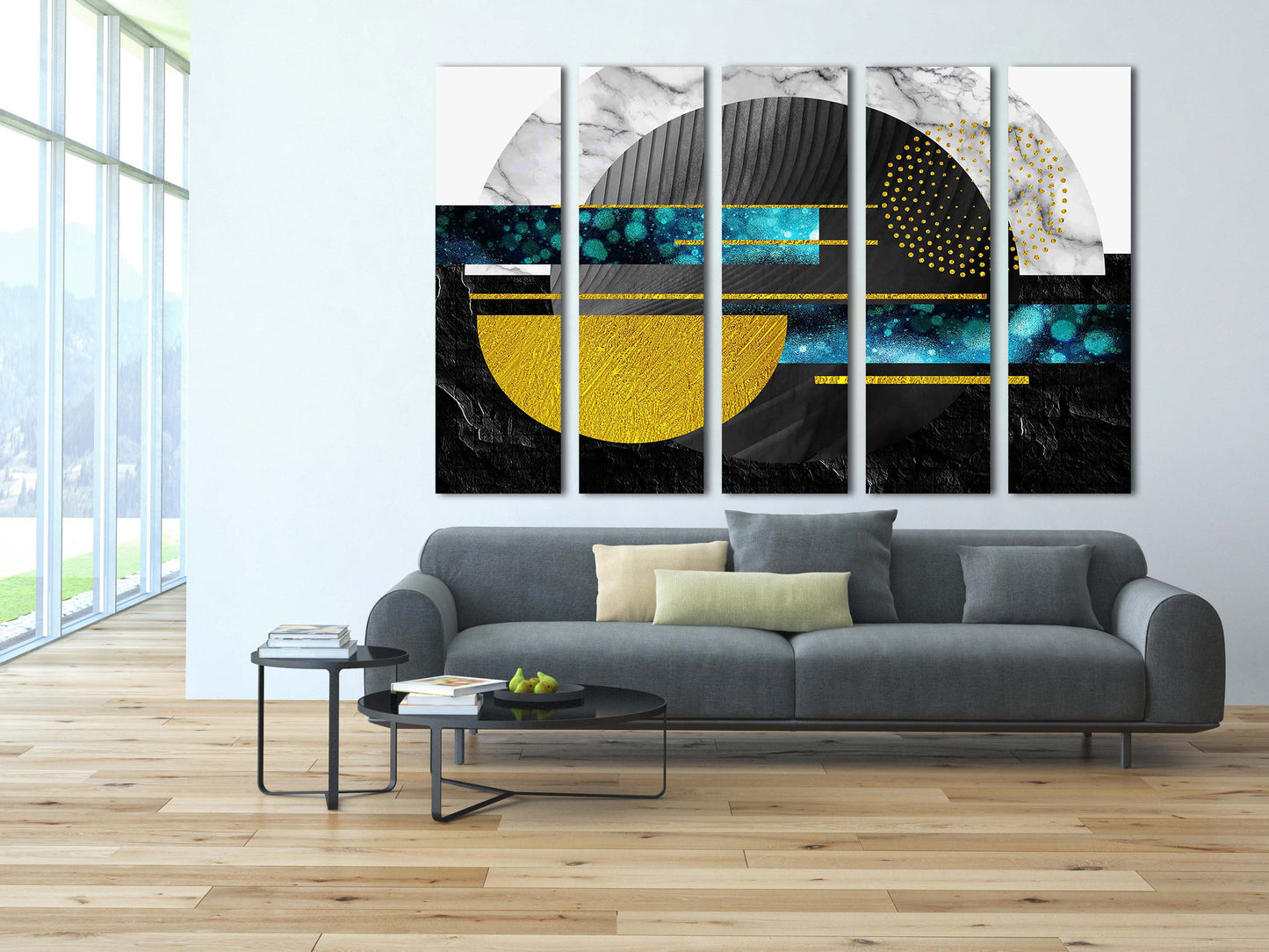 Geometrische Muster Moderne abstrakte Kunst Wandcollage-Set Mehrteilige Leinwand Wandkunst Leinwandgemälde Abstrakte Wandkunst Wohnwanddekor