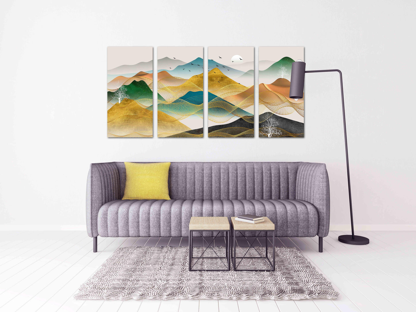 Gerahmte Wandkunst Berge Felsen und Berge Rauchige Berge Wandkunst 3-teilige Leinwand Home Wanddekoration Outdoor Berge Wandkunst