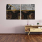Schwarz-goldene abstrakte Wandkunst, abstraktes Gemälde, mehrteilige Wandkunst, Geschenk zur Wohnungserwärmung, Wanddekoration, 3-teilige Leinwand